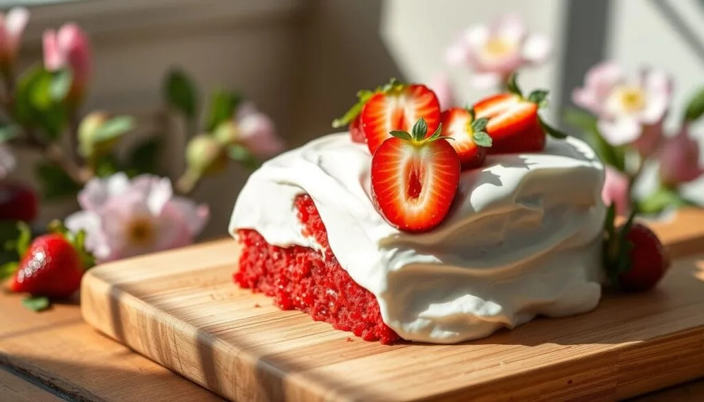 Strawberry cake with cream cheese frosting